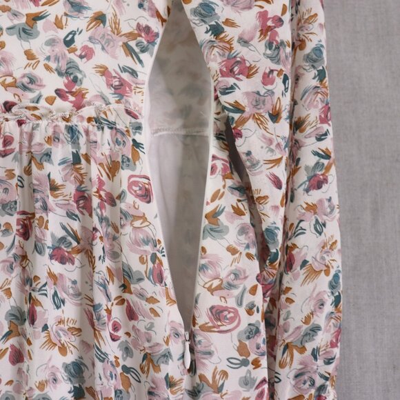 MIKAROSE Floral Cottage Maxi Dress Size Small Romantic Tiered Long Sleeve - Picture 11 of 16